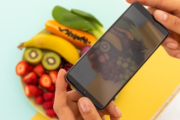 A smartphone displaying a grocery store's loyalty app, showcasing personalized deals and discounts on various produce items, with a hand pointing to a coupon for organic bananas.