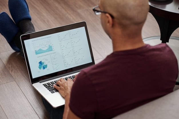 A person using a laptop with charts showing financial data, emphasizing budgeting and money management.