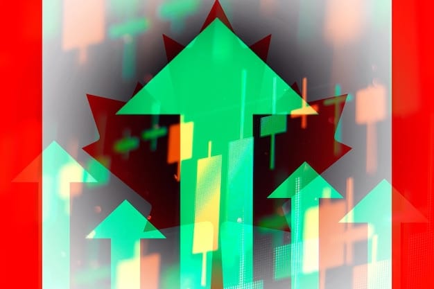 A dynamic graphic illustrating the concept of compound interest with arrows and upward-trending lines, showing money growing over time, possibly with a small 