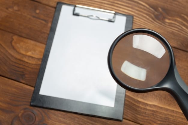 A close-up shot of a document with blurred text, symbolizing a credit report undergoing review, alongside a magnifying glass, emphasizing the detailed scrutiny involved in identifying errors.