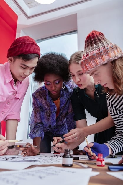 A diverse group of college students working together in a university lab, collaborating on a challenging experiment, depicting teamwork and higher education in STEM.