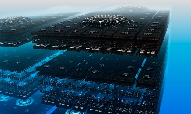 A detailed schematic showing interconnected cybersecurity layers protecting critical infrastructure assets like power grids and water treatment plants, with digital data flowing securely.