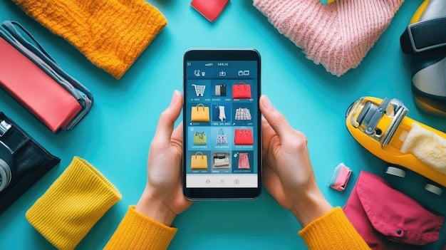 A close-up of a smartphone screen showing a grocery store app with various digital coupons and a hand tapping to 