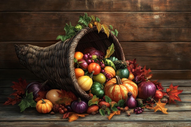 A basket filled with autumn harvest vegetables, showing the rich colors and textures associated with the season, including pumpkins, squashes, and root vegetables. It perfectly captures the essence of The Ultimate Guide to Seasonal Produce: Save Money by Buying What's in Season during the fall.