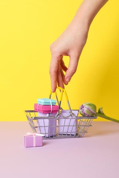 A close-up shot of a shopping cart filled with groceries, with a hand reaching for a colorful candy bar that's not on the grocery list. The scene highlights the temptation of impulse buying.