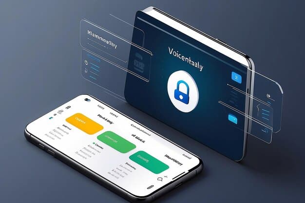 A smartphone displaying a security app interface, showing options for password management, two-factor authentication, and malware scanning. The image symbolizes proactive steps in securing digital devices and protecting personal information for How to Protect Your Finances from Identity Theft: Essential Tips and Resources for 2025.