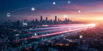 5G's Digital Economy Impact: Unlocking New Business Possibilities Abstract visualization of 5G network connecting devices and businesses