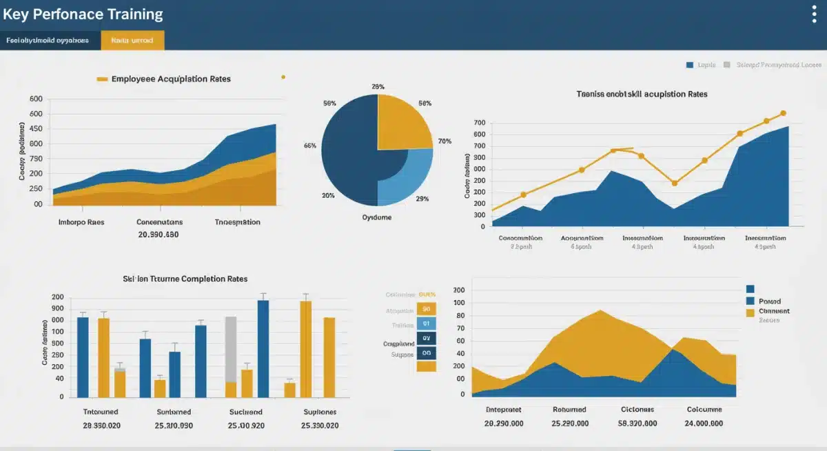 Data dashboard showing ROI metrics for corporate training programs