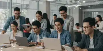 Digital Literacy: Bridging the Economic Divide in the US Diverse individuals learning digital skills in a community center