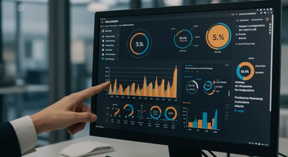 Data analytics dashboard showing energy savings and IoT insights