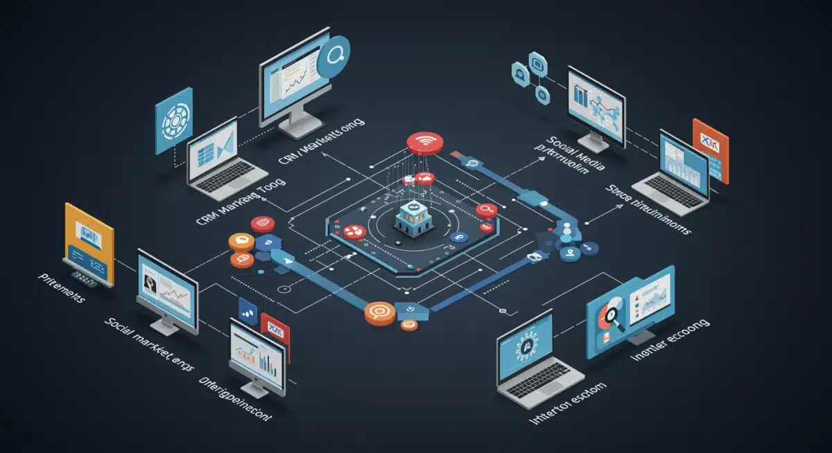 Integrated AI marketing tools forming a cohesive digital ecosystem