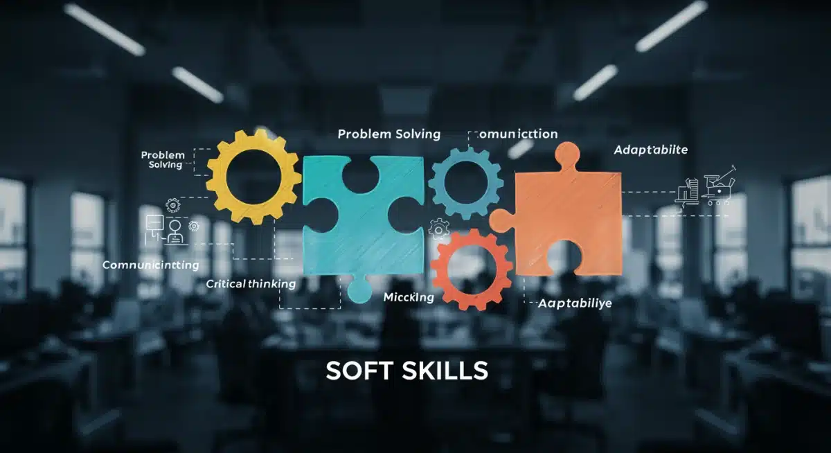 Infographic illustrating interconnected soft skills like problem-solving and communication