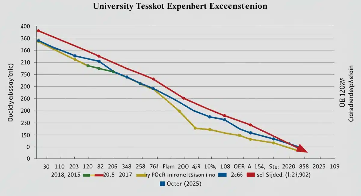 Graph showing projected 20% reduction in university textbook spending by 2025 with OER.