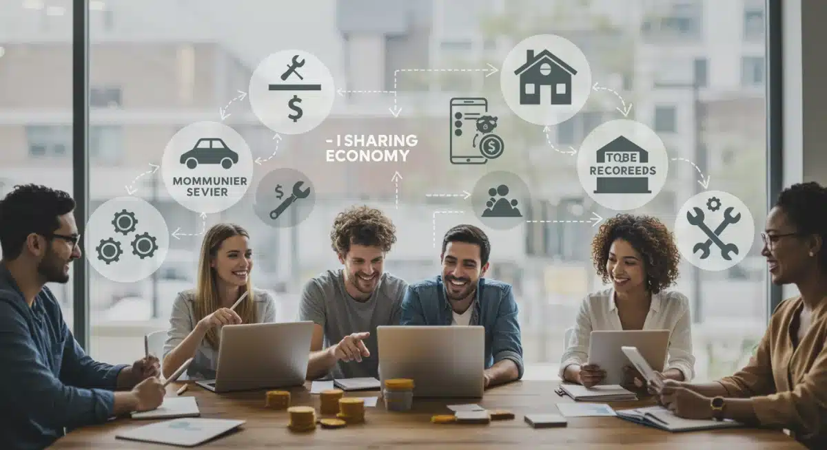 People engaging in peer-to-peer sharing economy transactions.