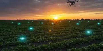 Smart agriculture field with IoT sensors boosting crop yields