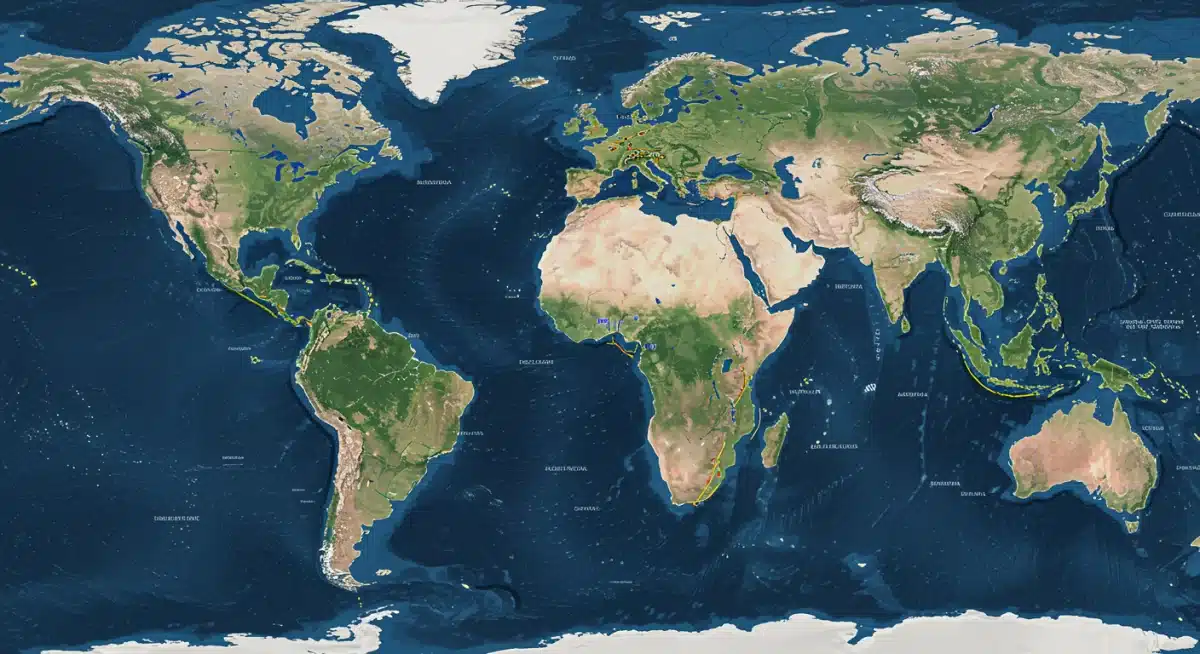Undersea cable network showing re-routed international data traffic.