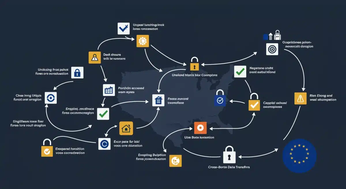 Infographic detailing cross-border data transfer regulations between the US and EU.