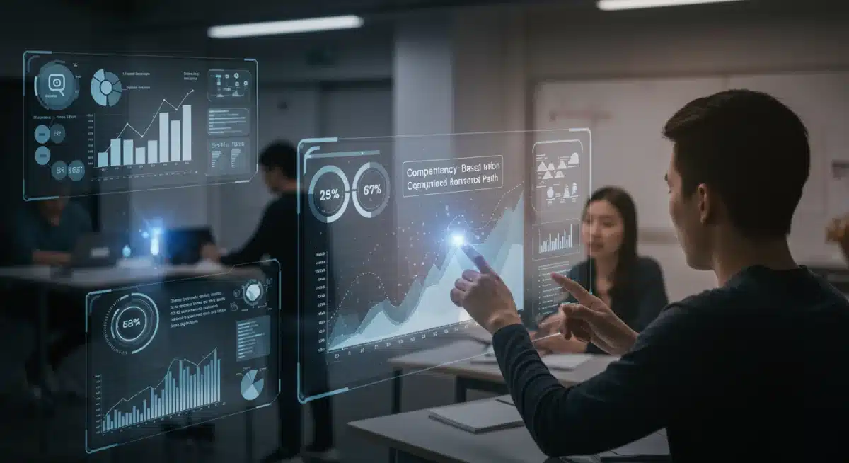 Data visualization showing personalized learning paths in competency-based education.